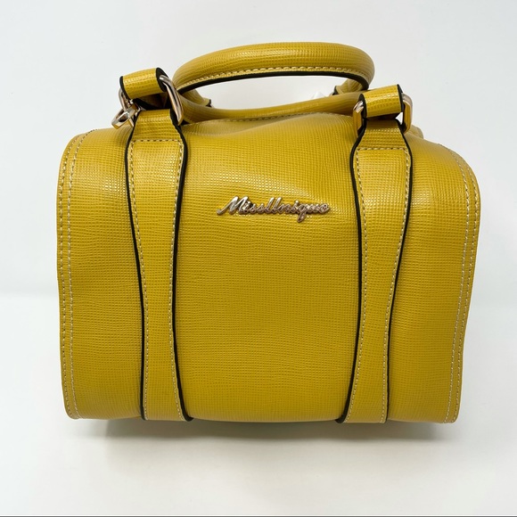 Italian Structured Crossbody Mustard Yellow Purse - Picture 2 of 12